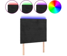 Lova Galvūgalis su LED, juodos spalvos, 100x5x118/128cm, aksomas