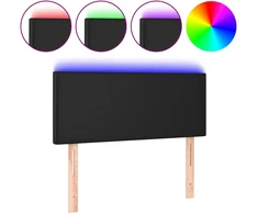 Lova Galvūgalis su LED, juodos spalvos, 100x5x78/88cm, dirbtinė oda