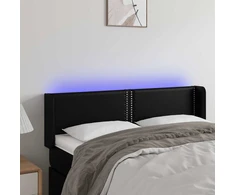 Lova Galvūgalis su LED, juodos spalvos, 147x16x78/88cm, dirbtinė oda