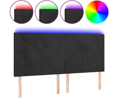 Lova Galvūgalis su LED, juodos spalvos, 160x5x118/128cm, aksomas