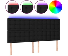 Lova Galvūgalis su LED, juodos spalvos, 180x5x118/128cm, audinys