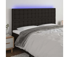 Lova Galvūgalis su LED, juodos spalvos, 180x5x118/128cm, audinys
