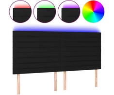 Lova Galvūgalis su LED, juodos spalvos, 180x5x118/128cm, audinys