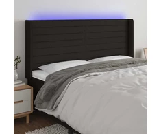 Lova Galvūgalis su LED, juodos spalvos, 183x16x118/128cm, audinys