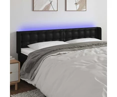 Lova Galvūgalis su LED, juodos spalvos, 183x16x78/88cm, dirbtinė oda