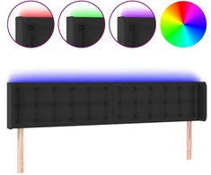 Lova Galvūgalis su LED, juodos spalvos, 183x16x78/88cm, dirbtinė oda