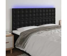 Lova Galvūgalis su LED, juodos spalvos, 200x5x118/128 cm