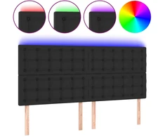 Lova Galvūgalis su LED, juodos spalvos, 200x5x118/128 cm
