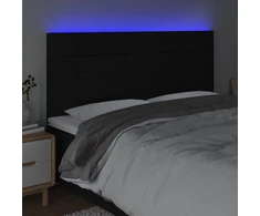 Lova Galvūgalis su LED, juodos spalvos, 200x5x118/128cm, audinys