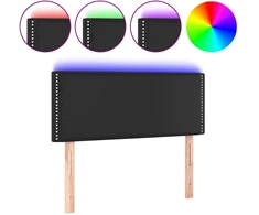 Lova Galvūgalis su LED, juodos spalvos, 80x5x78/88cm, dirbtinė oda