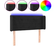 Lova Galvūgalis su LED, juodos spalvos, 83x16x78/88cm, aksomas