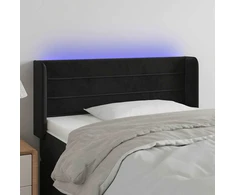 Lova Galvūgalis su LED, juodos spalvos, 83x16x78/88cm, aksomas