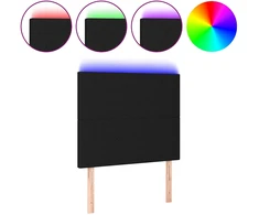 Lova Galvūgalis su LED, juodos spalvos, 90x5x118/128cm, audinys