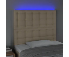Lova Galvūgalis su LED, kreminės spalvos, 80x5x118/128cm, audinys