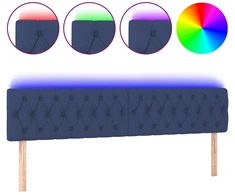 Lova Galvūgalis su LED, mėlynos spalvos, 200x7x78/88cm, audinys
