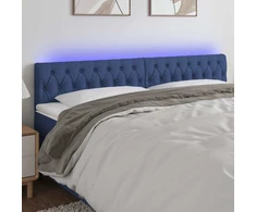 Lova Galvūgalis su LED, mėlynos spalvos, 200x7x78/88cm, audinys