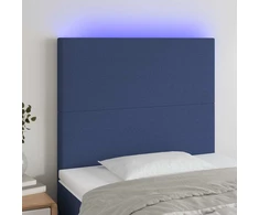 Lova Galvūgalis su LED, mėlynos spalvos, 90x5x118/128cm, audinys
