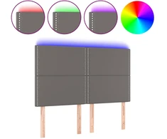 Lova Galvūgalis su LED, pilkas, 144x5x118/128cm, dirbtinė oda