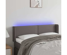 Lova Galvūgalis su LED, pilkos spalvos, 147x16x78/88cm, dirbtinė oda