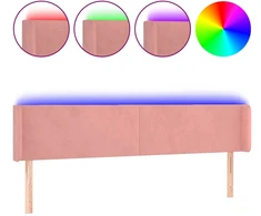 Lova Galvūgalis su LED, rožinės spalvos, 183x16x78/88 cm, aksomas