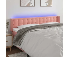 Lova Galvūgalis su LED, rožinės spalvos, 203x16x78/88cm, aksomas