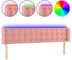 Lova Galvūgalis su LED, rožinės spalvos, 203x16x78/88cm, aksomas