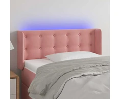 Lova Galvūgalis su LED, rožinės spalvos, 93x16x78/88cm, aksomas