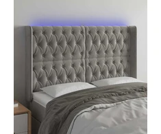 Lova Galvūgalis su LED, šviesiai pilkas, 147x16x118/128cm, aksomas