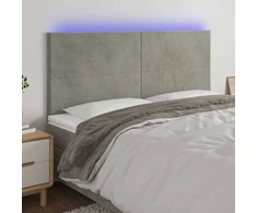 Lova Galvūgalis su LED, šviesiai pilkas, 200x5x118/128cm, aksomas