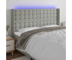 Lova Galvūgalis su LED, šviesiai pilkas, 203x16x118/128cm, audinys