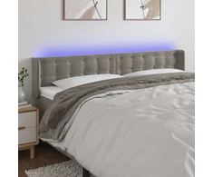 Lova Galvūgalis su LED, šviesiai pilkas, 203x16x78/88cm, aksomas