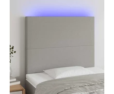 Lova Galvūgalis su LED, šviesiai pilkas, 80x5x118/128cm, audinys