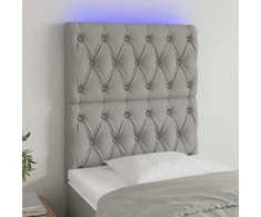 Lova Galvūgalis su LED, šviesiai pilkas, 80x7x118/128cm, audinys