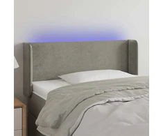 Lova Galvūgalis su LED, šviesiai pilkas, 83x16x78/88cm, aksomas