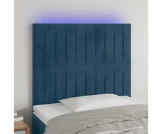 Lova Galvūgalis su LED, tamsiai mėlynas, 100x5x118/128cm, aksomas