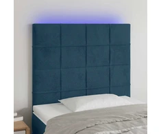 Lova Galvūgalis su LED, tamsiai mėlynas, 100x5x118/128cm, aksomas