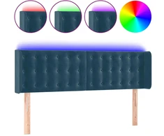 Lova Galvūgalis su LED, tamsiai mėlynas, 147x16x78/88cm, aksomas