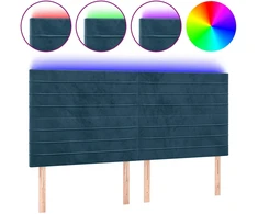 Lova Galvūgalis su LED, tamsiai mėlynas, 200x5x118/128cm, aksomas