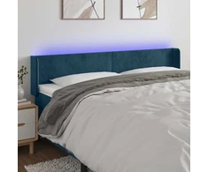 Lova Galvūgalis su LED, tamsiai mėlynas, 203x16x78/88cm, aksomas