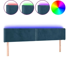Lova Galvūgalis su LED, tamsiai mėlynas, 203x16x78/88cm, aksomas