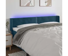 Lova Galvūgalis su LED, tamsiai mėlynas, 203x16x78/88cm, aksomas