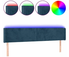 Lova Galvūgalis su LED, tamsiai mėlynas, 203x16x78/88cm, aksomas