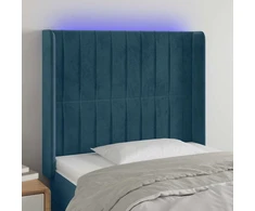 Lova Galvūgalis su LED, tamsiai mėlynas, 83x16x118/128cm, aksomas