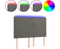 Lova Galvūgalis su LED, tamsiai pilkas, 144x5x118/128cm, aksomas
