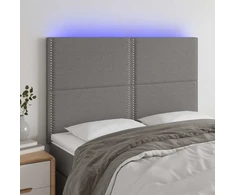 Lova Galvūgalis su LED, tamsiai pilkas, 144x5x118/128cm, audinys