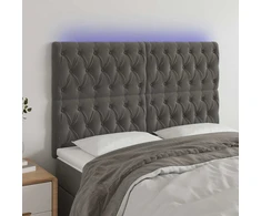 Lova Galvūgalis su LED, tamsiai pilkas, 144x7x118/128cm, aksomas