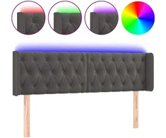Lova Galvūgalis su LED, tamsiai pilkas, 147x16x78/88cm, aksomas