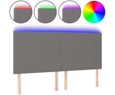 Lova Galvūgalis su LED, tamsiai pilkas, 160x5x118/128cm, audinys