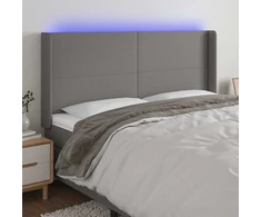 Lova Galvūgalis su LED, tamsiai pilkas, 203x16x118/128cm, audinys