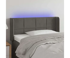 Lova Galvūgalis su LED, tamsiai pilkas, 93x16x78/88cm, aksomas
